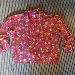Vintage Ac-tiv-ology‎ 100% Silk Vase Print Zip Up Jacket Size M